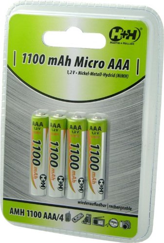 Hartig + Helling AMH 1100 AAA NiMH-Microakkus 1100 mAh, 4er-Set