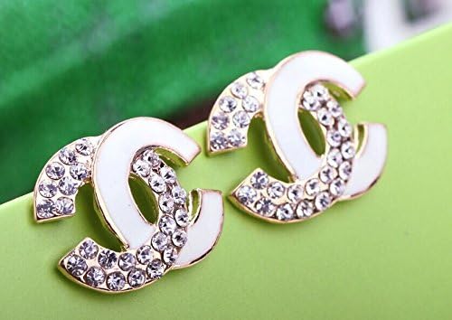 Luxury Earrings Rhinestone Milk White Letters(gsw)