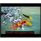 Original Paintings Abstract Oil Paintings on Canvas Koi Painting 166es