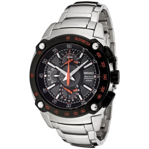 Seiko Men's SPC039 Sportura Flyback Chronograph Grey Dial Stainless Steel Watch