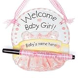 Welcome Baby Girl Ceramic Personalization Plaque by Mud Pie Baby