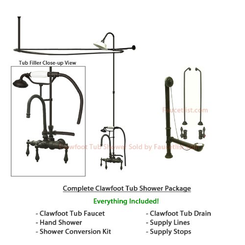 Oil Rubbed Bronze Clawfoot Tub Faucet Shower Kit With Enclosure