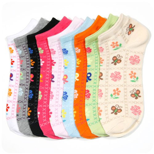 Lot of 3 Pairs Women Patterned Ankle Ped Socks (9-11)