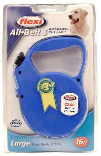 Flexi All-Belt 3 Retractable BELT Leash for Dogs up to 150 lbs., Color: BLACK