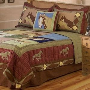 Horses Full Size / Queen Size Quilt With 2 Shams