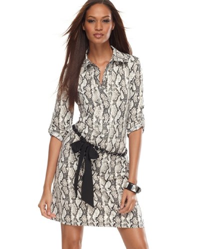 INC International Concepts Dress, Belted Python Print Shirtdress
