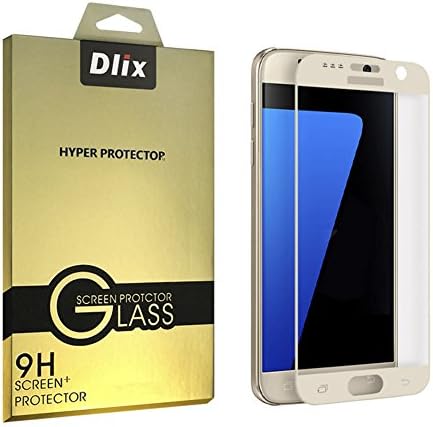Samsung Galaxy S7 Screen Protector, Dlix 3D Tempered Glass Screen Protector for S7, 360° Full Cover, Ultra Touch Sensitivity, 9H Anti-scratch, Anti-finger printer, Bubble-free, Easy Installation - Gold