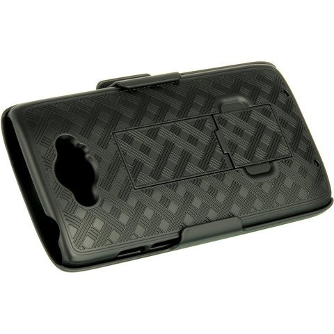 Motorola Droid Turbo XT1254 - New Plaid Criss Cross Shell Cell Phone Holster Swivel Belt Clip Combo Kick Stand Case Cover Accessory + [Protech Monkey StylusTM]