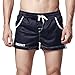 DESMIIT Men's Running Shorts Pockets Quick-Dry Mesh Swim Trunks, Navy Blue, Large