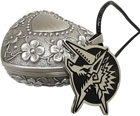 Hairai@ Stainless Steel Monster Hunter Jinouga Pendant Necklace with Flowers Heart Shaped Jewelry Box