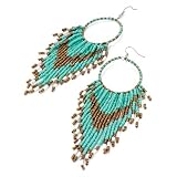 Tassel Drop Pierced Fashion Earrings Turquoise Blue