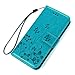 iPhone 6S Case, YOKIRIN PU Leather Case Butterfly Flowers Case with Magnetic Flip Card Holders for iPhone 6S iPhone 6 (Blue)