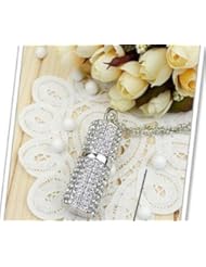 8GB Silver Lipstick Shaped Crystal Jewelry Necklace USB Flash Drive, Thumb Drive, Memory Drive, Data Storage