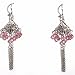 Sterling Silver Earrings with Pink CZ - Size: 58mm