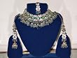 Necklace for Girl-fashion Jewelry Necklace Set and Earring in Antique Silver Finish and Green Color Stones (Brand New) Free Shipping