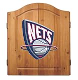 Imperial New Jersey Nets Licensed Solid Pine Cabinet and Bristle Dartboard Set