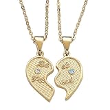 Gold-Plated Best Friends Pendant Necklaces with Birthstone - Left Half by 