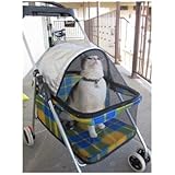 New BestPet Yellow Plaid Posh Pet Stroller Dogs Cats w/Cup Holder