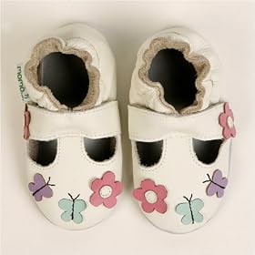 Momo Baby Soft Sole Baby Sandal Shoes - Daisy & Butterfly Cream White