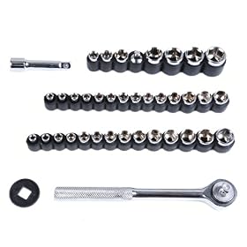 KR Tools 19015 Socket Set in Tube, 39-Piece by KR Tools
