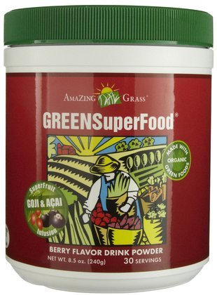 Amazing Grass Green SuperFood Powder, Berry Superfruit, 30 Servings (Pack of 2)