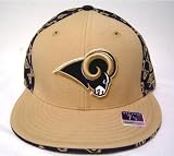 Size 7 1/4 Navy & Gold NFL St. Louis Rams Flat Bill Fitted Cap Hat With valour logos