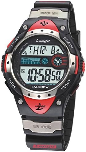 Boys Watches, LCD Digital Watches, Waterproof 100m Fashion Unisex Multifunction Sports Watches with Resin Strap Purplish Red