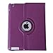 HDE Rotating iPad Case Magnetic Folding Leather Cover Folio Flip Stand for Apple iPad 2 iPad 3 iPad 4 (Purple)