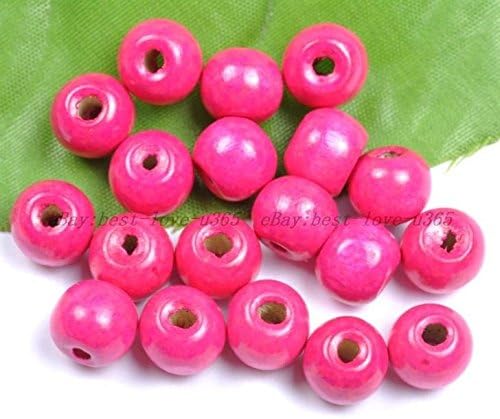 beautiful 100pcs Wood Round Loose Spacer Charms Beads 6mm 8mm 10mm 12mm 14mm Red 14mm