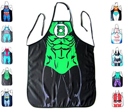 Starixx Funny Kitchen Apron, Cooking and Grilling with Superman, Batman, Wonder Woman or Santa Claus