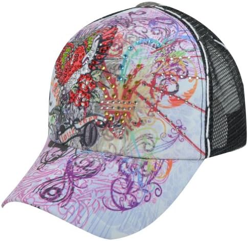 Fabulous Ladies Heart Wings Love Bling Rhinestone Double Snapback Mesh Hat Cap