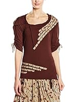 Mamatayoe Camiseta Manga Corta Marché Aux Puces (Marrón)