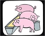 Decorated Mouse Pad with feeding, pigs, trough, animal, farm