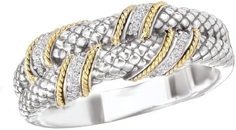 925 Silver & Diamond Wrap Ring with 14k Gold Accents (0.11ctw)- Size 8