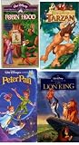 walt disney's pack 4 vhs: Robin Hood (1973), PETER PAN, Tarzan (1999) , Lion King (1994)