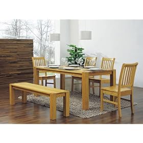 CHELSEA 6' NEW SOLID OAK DINING TABLE & CHAIRS BENCH