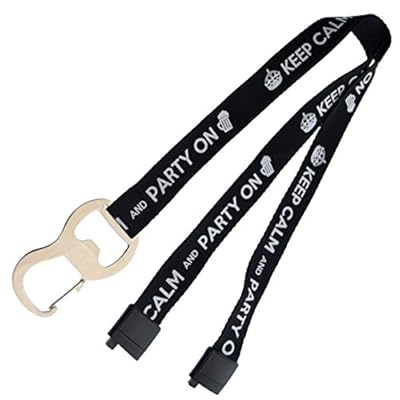Keep Calm and Party On Lanyard with Bottle Opener, Key Ring, USB Loop & Badge Holder