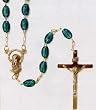 18" Silver Tone Rosary with 6mm Green Beads, Mary Emblem, and Crucifix - Imported from ITALY 18" Silver Tone Rosary with 6mm Green Beads, Mary Emblem, and Crucifix - Imported from ITALY