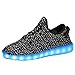 CAYANLAND LED Light Up Shoes Fashion Sneaker for Men Women Kids Child Boy Girls Slip-on with 11 Color Modes, 03Black,41