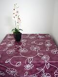 NAPPE TOILE CIREE RONDE 140 CM FLOWERS PRUNE