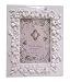 Concepts Frames ,  White Glossy Picture Frame with Wild 3d Flowers Around Opening of Frame. 4x6 Inch Photo Opening. Ceramic.