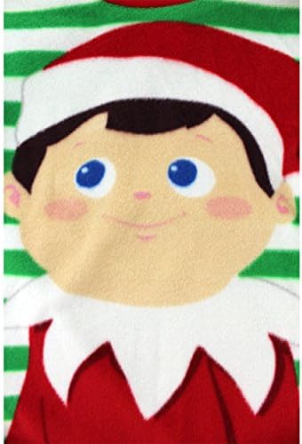 Elf on the Shelf Boys Christmas Fleece Pajamas (M (8), Green Stripes & Stars)