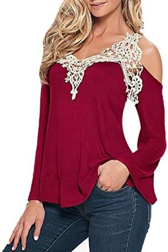 Myobe Women's Long Sleeve Loose Shirt Blouse Tops Best Sellers Red Medium