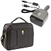 GREAT DEAL!!! Pro Series Car DC Power Adapter / Charge and a Deluxe Large Black Stylish External HD (Hard Drive) Case for the Mobile Professional