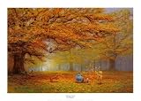 Winnie the Pooh - Autumn Leaves Children Art Poster Print by Peter Ellenshaw, 28x20