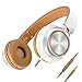 AILIHEN C8 Lightweight Headphones with Microphone and Volume Control for iPad Tablets iPhone iPod Smartphones Laptop Computer PC Mp3/4 (White/Brown)