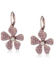 Betsey Johnson "Flower Boost" Pave Flower Drop Earrings