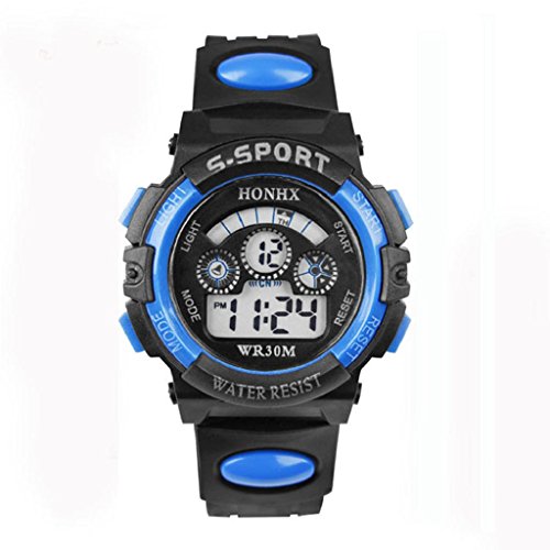 Kingfansion Waterproof Children Boy Digital LED Quartz Alarm Date Sports Wrist Watch