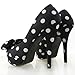 Show Story Two Tone Spot Polka Dots Bow Stiletto Platform High Heel Pump,LF30406