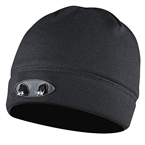 LED Beanie Hat - Super Comfortable and Warm - Stay Safe by Increasing Your Visibility - Hands Free - 4 Ultra Bright Lights - Huggabe LED Hat Brightens Your Path - Black